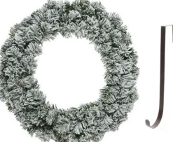 Decoris Kerstkransen>Groen/Witte Kerstkrans 40 Cm Imperial Kunstsneeuw Met Ijzeren Hanger - Kerst Decoratie Kransen Van Dennentakken