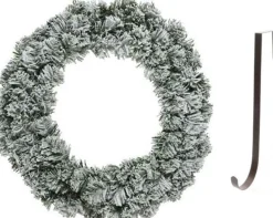 Decoris Kerstkransen>Groen/Witte Kerstkrans 60 Cm Imperial Kunstsneeuw Met Ijzeren Hanger - Kerst Decoratie Kransen Van Dennentakken