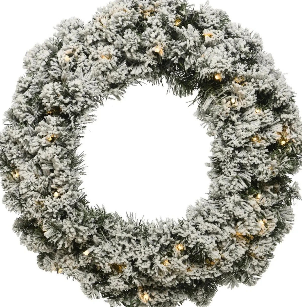 Decoris Kerstkransen>Groen/Witte Kerstkrans 50 Cm Imperial Met Kunstsneeuw En Led-Lichtjes - Kerstkransen Kerstversieringen/Kerstdecoraties