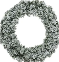 Decoris Kerstkransen>Groen/Witte Kerstkrans 50 Cm Imperial Met Kunstsneeuw - Kerstkransen Kerstversieringen/Kerstdecoraties