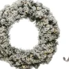 Decoris Kerstkransen>Groen/Witte Led Kerstkrans 60 Cm Imperial Kunstsneeuw Met Ijzeren Hanger - Kerst Decoratie Kransen Van Dennentakken