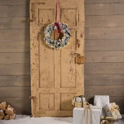 Decoris Kerstkransen>Groen/Witte Led Kerstkrans 50 Cm Imperial Kunstsneeuw Met Ijzeren Hanger - Kerst Decoratie Kransen Van Dennentakken