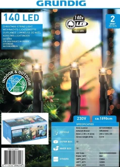 Grundig Kerstverlichting - 140 Led Lampjes - 8 Standen - Met Timer - 1890 Cm- 18.9 Meter - Warm Wit - Cristmas String Light Outlet