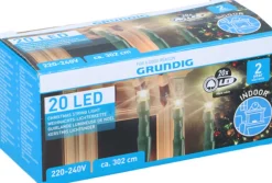 Grundig Kerstverlichting - 20 Led Lampjes - 302 Cm- 3.2 Meter - Warm Wit - 220V Outlet