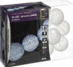 Fééric Lights and Christmas® Guirlandes>Guirlande - 10 Led Ballen - 1,35 Meter - Wit - Batterijen
