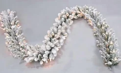 KJ Kunstkerstbomen Guirlandes>Guirlande Flock Besneeuwd Met Warme Led Verlichting - Dakota Guirlande Flock Led Max 5X Koppelbaar