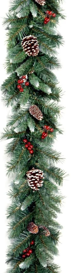 National Tree Company Guirlandes>Guirlande "Frosted Berry" - Groen - L274 X O25 Cm - Frosted Look - Met Rode Bessen & Dennenappels