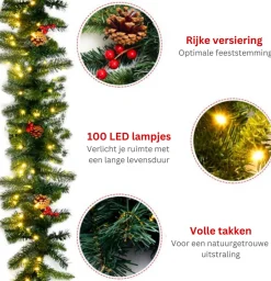 ChristmasGoodz Guirlande Met Verlichting - Guirlande - Kerstguirlande - Kerstverlichting Buiten - Kerstversiering - Kerst - 2.7 Meter - 100 Led's Flash Sale