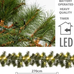 ChristmasGoodz Guirlandes>Guirlande Met Verlichting - Zwaardere Kwaliteit - Guirlande - Kerstguirlande - Kerstverlichting - Kerstversiering - Kerst - 2.7 Meter - 50 Led's