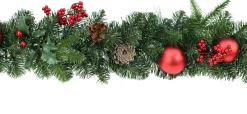 National Tree Company Guirlandes>Guirlande "Victoria" - Groen - L180 Cm X O30 Cm - Met Rode Bessen, Dennenappels & Kerstballen