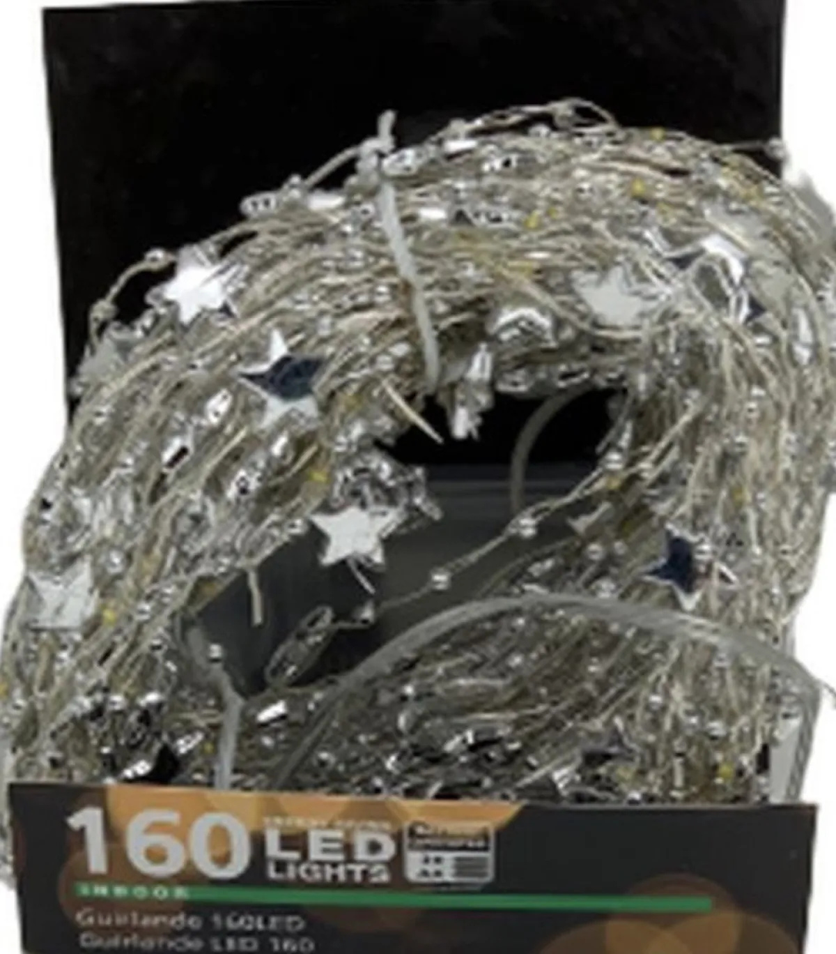 Merkloos Guirlandes>Guirlande Zilver - 160 Led - 80 Cm - Led Licht - Sterren - Verlichting - Decoratie - Kerst - Kerstmis