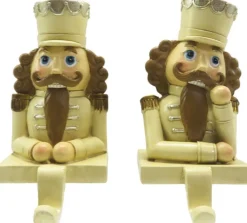 Trendybywave Kerstsokken>Haak Kerstsok Set Van 2 Notenkraker 12 Cm Beige Bruin Kunststof Kerstdecoratie