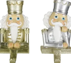 Trendybywave Kerstsokken>Haak Kerstsok Set Van 2 Notenkraker 12 Cm Goudkleurig Kunststof Kerstdecoratie