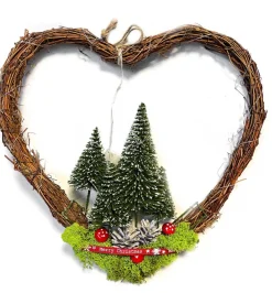 Dutch Flower Lady Kerstkransen>Harten Krans Met Verlichting! [Winter - Kerst - Deurkrans - Hygge - Naturel - Chic - Luxury - Scandinavisch - Slow Living]