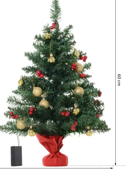 Homcom Kerstboom Met Hulstbessen, Ballen En Led-Verlichting Kerstboom Groen 830-257 Sale
