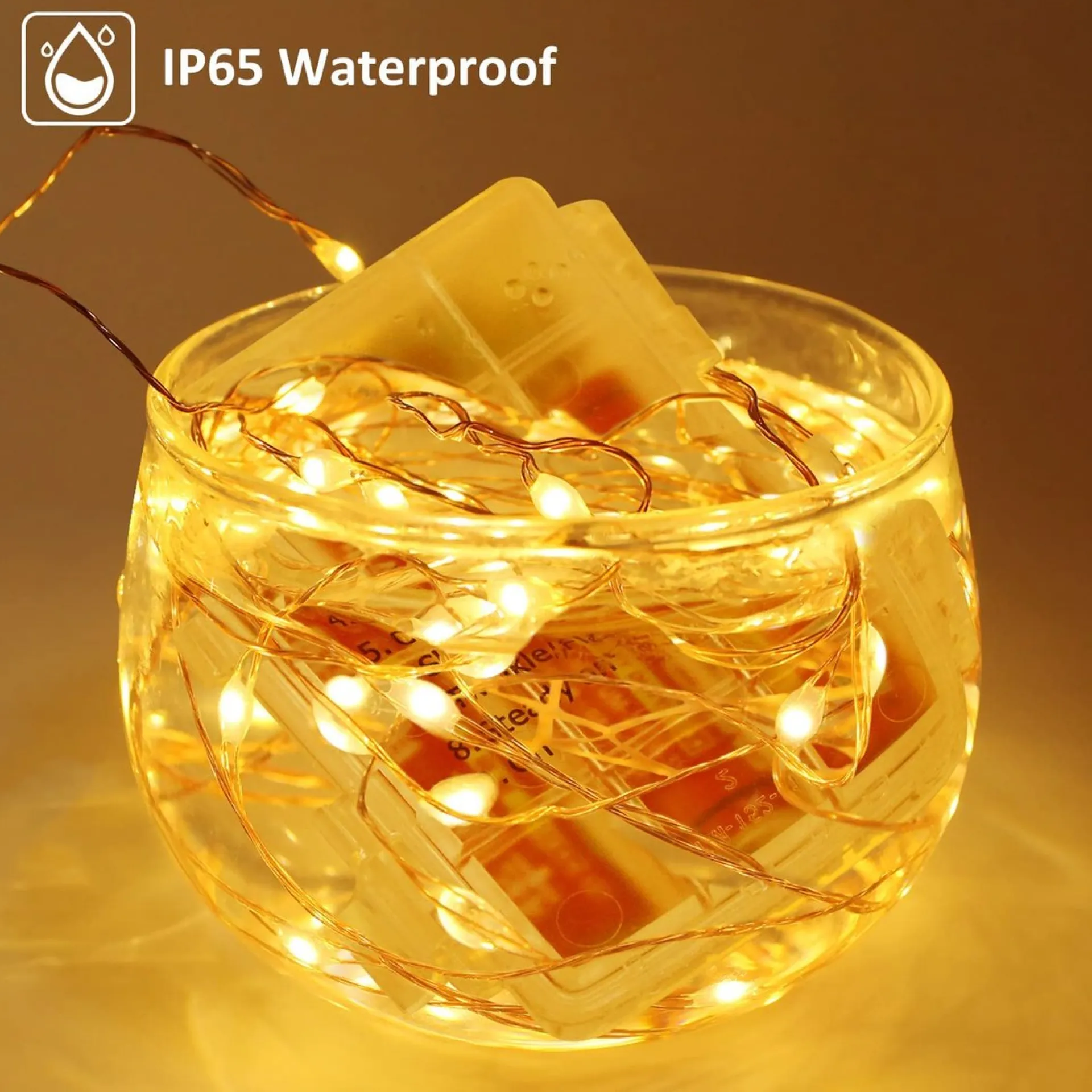 Homèlle Homelle Lichtsnoer - Warm Wit - Werkt Op Batterijen - Koperen Lichtslinger - 10 Meter - 100 Led's - Kerstverlichting Buiten - Kerstversiering - Sfeerlichtjes - Decoratie - Tuinverlichting - Buitenverlichting - Binnen & Buiten Best