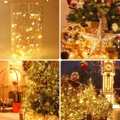 Homèlle Homelle Lichtsnoer - Warm Wit - Werkt Op Batterijen - Koperen Lichtslinger - 10 Meter - 100 Led's - Kerstverlichting Buiten - Kerstversiering - Sfeerlichtjes - Decoratie - Tuinverlichting - Buitenverlichting - Binnen & Buiten Best