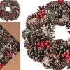 home style Kerstkransen>Homestyle Krans Met Dennenappels - Kerstversiering - 35X35X9 Cm