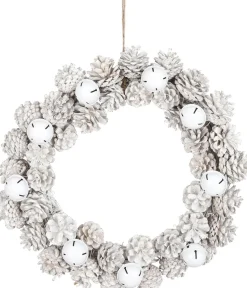 House of Seasons Kerstkransen>House Of Season Kerstkrans Dennenappel - H12 X O38 Cm - Wit