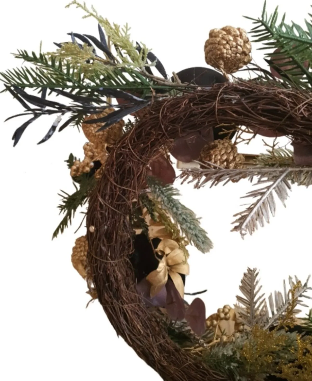 House of Seasons Kerststukjes> Kerst Krans Advent Met Kaarsenhouders Goud, D55Cm