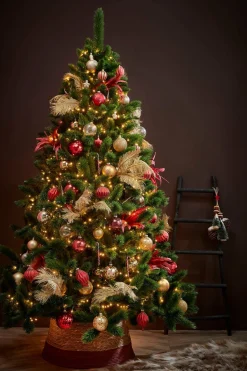 House of Seasons Kerstboomrok - H26 X O50 Cm - Zeegras Donkerrood Fashion