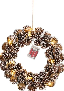 House of Seasons Kerstkransen> Kerstkrans Met Led Verlichting - O38 Cm - Bruin