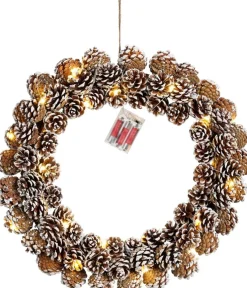 House of Seasons Kerstkransen> Kerstkrans Met Led Verlichting - O48 Cm - Bruin