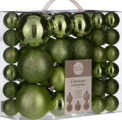 House of Seasons Kerstboomversieringen> Plastic Kerstballen Set - 46 Stuks - O4/6/8 Cm