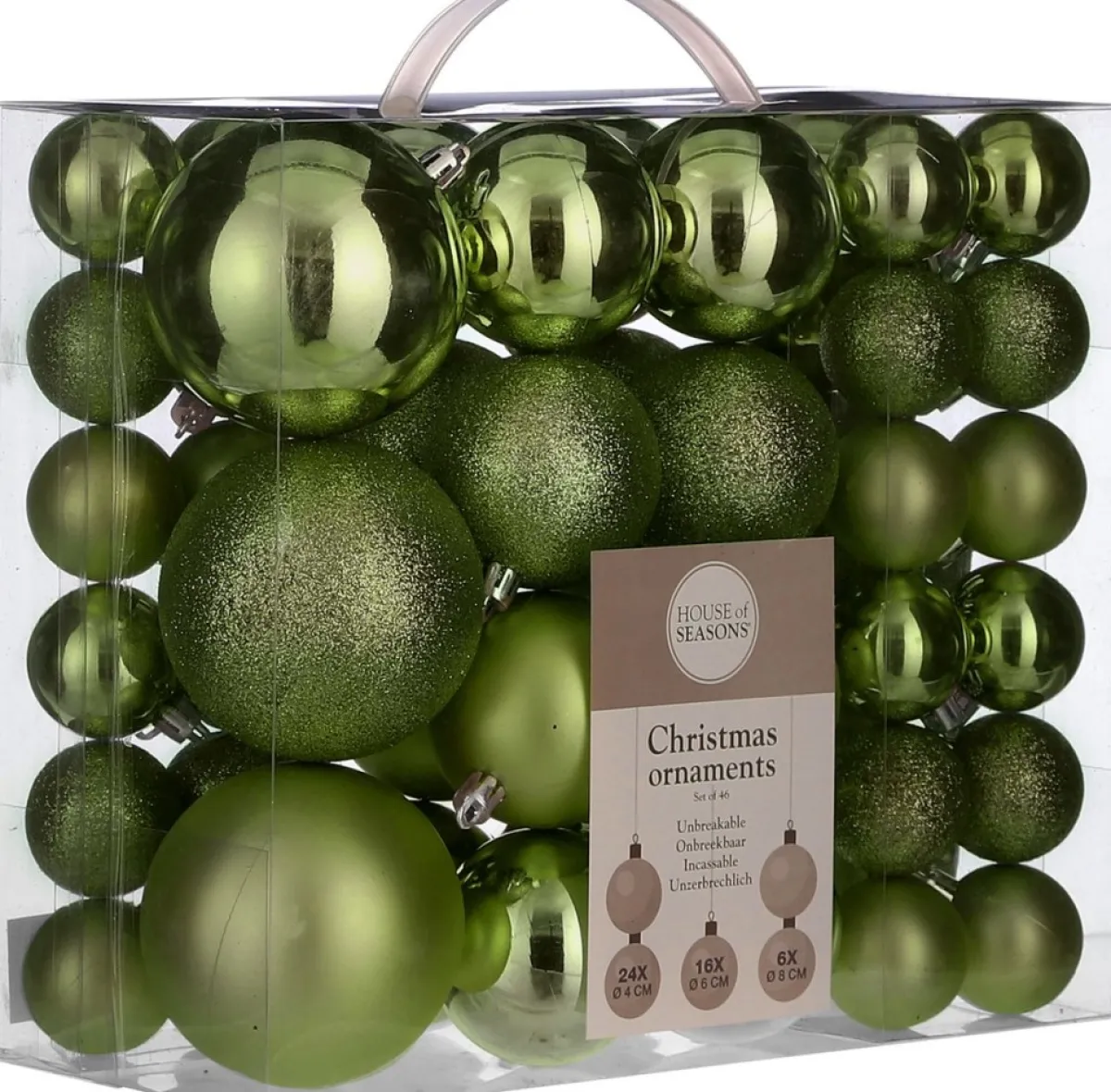House of Seasons Kerstboomversieringen> Plastic Kerstballen Set - 46 Stuks - O4/6/8 Cm