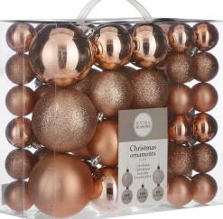 House of Seasons Kerstboomversieringen> Plastic Kerstballen Set - 46 Stuks - O4/6/8 Cm