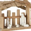 Dream-Living Kerststallen>Houten Kerststal - 6 Delig Keramiek Naturel/Wit