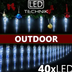 * Ijspegel Blauw Kerstverlichting Led Lichtsnoer, Guirlande Voor Binnen En Buiten Gebruik, Ijspegel, Blauw Discount