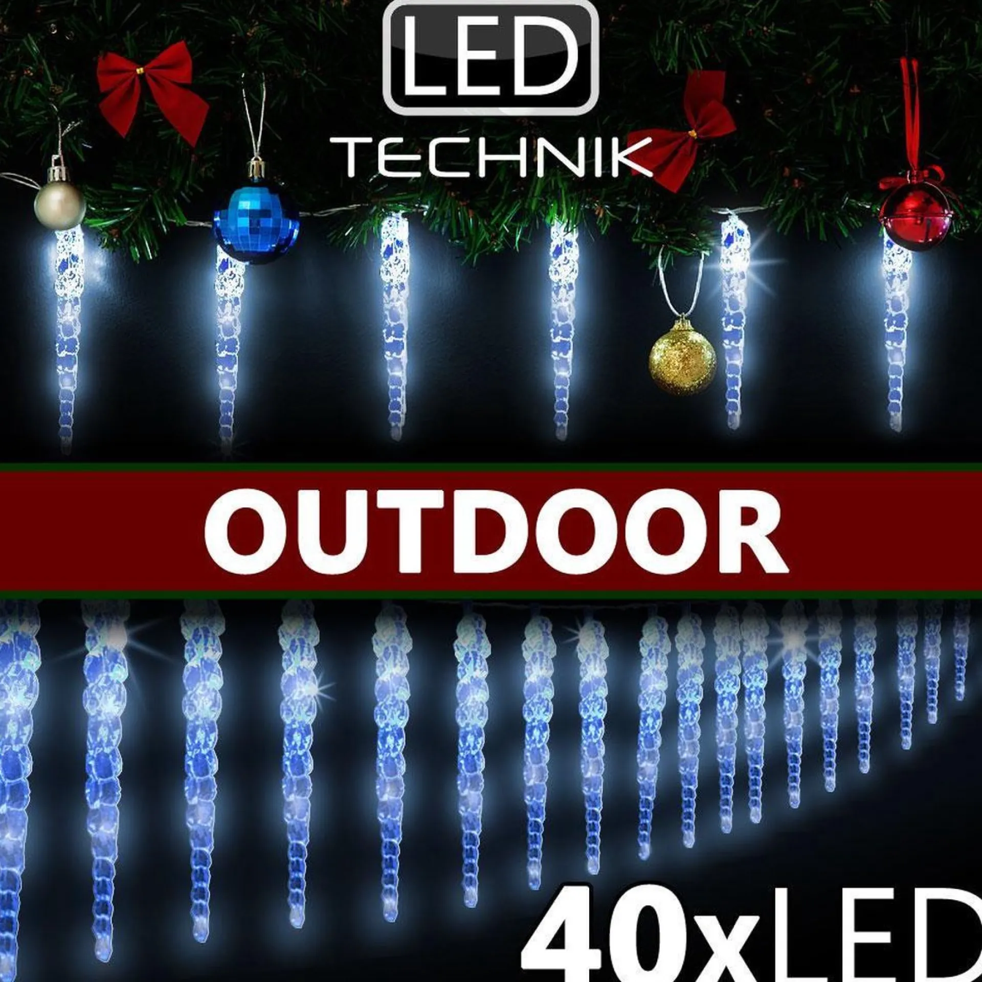 * Ijspegel Blauw Kerstverlichting Led Lichtsnoer, Guirlande Voor Binnen En Buiten Gebruik, Ijspegel, Blauw Discount