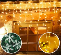 X-mas Shine Ijspegel Verlichting Buiten - Ijspegel Kerstverlichting - Warm Wit - 4 Meter - 100 Led-Lampjes - Koppelbaar - Incl. Kerstboom Sneeuwvlokjes Shop