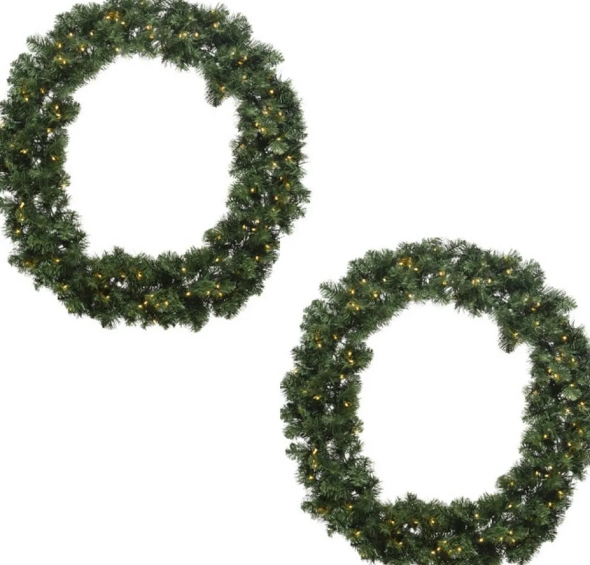 Decoris Kerstkransen>Imperial Kerstkrans - Diameter 60 Cm - 50 Warm Led Lampjes - 200 Takken- Op Batterijen