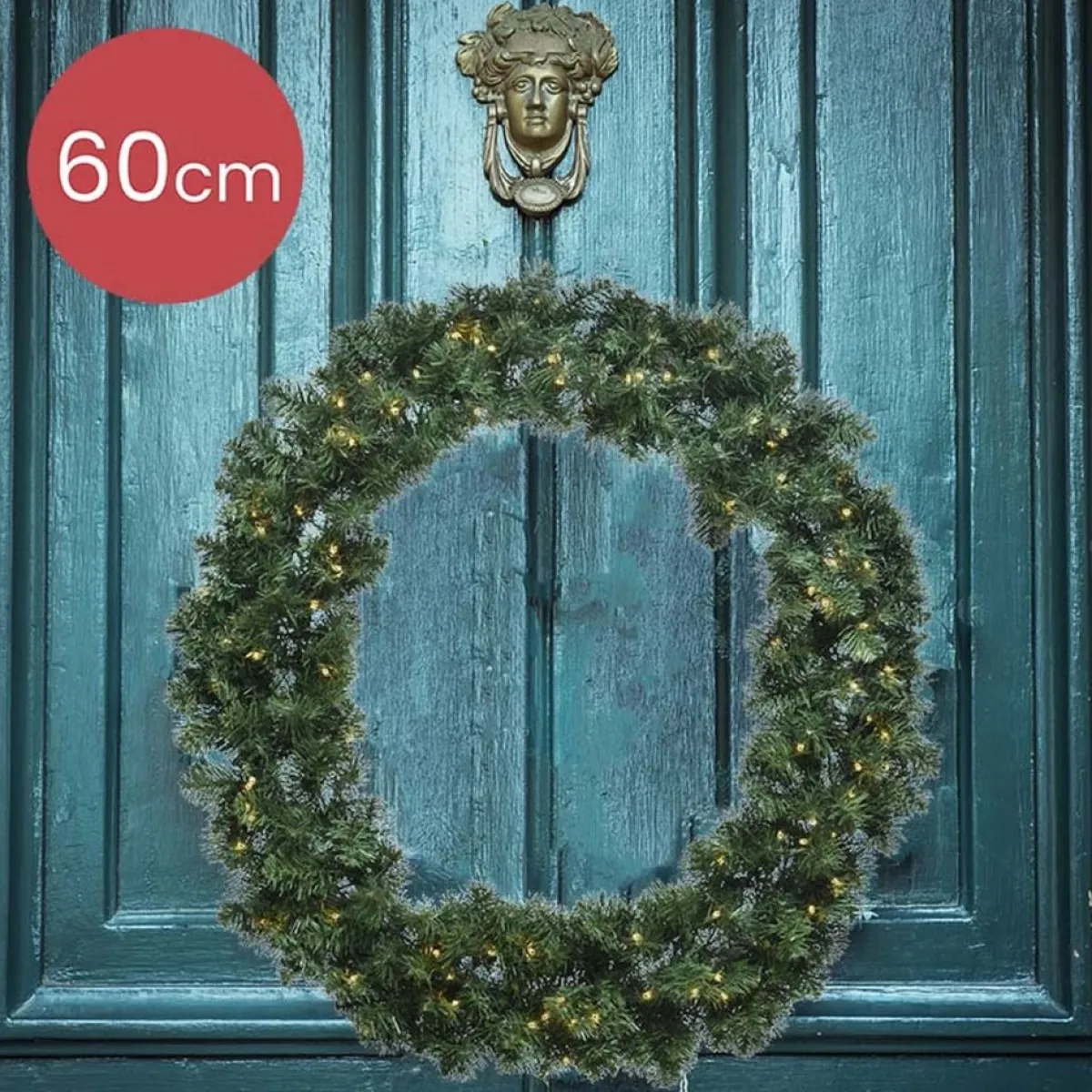 Decoris Kerstkransen>Imperial Kerstkrans - Diameter 60 Cm - 50 Warm Led Lampjes - 200 Takken- Op Batterijen