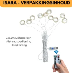 Isara 3X3 Meter Kerst Lichtgordijn - 300 Led's Met Afstandsbediening - Warm Te Sfeerverlichting - Usb-Aangedreven - Voor Binnen - Complete Handleiding - Perfect Voor Kerstdecoratie Cheap