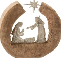 J-Line Kerststallen> Figuur Kerststal Mangohout/Aluminium Naturel/Zilver