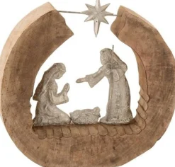 J-Line Kerststallen> Figuur Kerststal Mangohout/Aluminium Naturel/Zilver