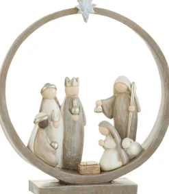 J-Line Kerststallen> Kerststal In Cirkel Resine Beige