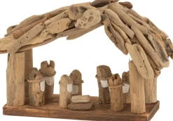 J-Line Kerststallen> Kerststal Simple Drijfhout Naturel Large