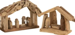 J-Line Kerststallen> Kerststal Simple Drijfhout Naturel Large