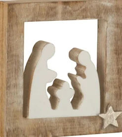 J-Line Kerststallen> Kerststal Simple Mango Hout Wit/White Wash Large