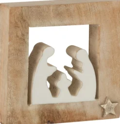 J-Line Kerststallen> Kerststal Simple Mango Hout Wit/White Wash Small