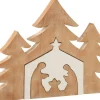 J-Line Kerststallen> Kerststal+Kerstbomen Puzzle Mango Hout Wit/White Wash