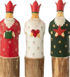 J-Line Kerststallen> Koningen 3 Op Voet Ijzer/Hout Rood Assortiment Van 3
