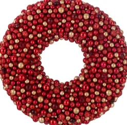 J-Line Kerstkransen> Krans Rond Balletjs Plastiek Rood/Goud