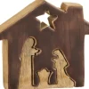 J-Line Kerststallen> Kribbe Huis Hout Bruin/Naturel Small