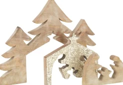 J-Line Kerststallen> Puzzel Kerststal Mango Hout Glitter L
