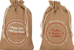 J-Line Kerstsokken> Zak Kerst Engels Jute Naturel Small Assortiment Van 2